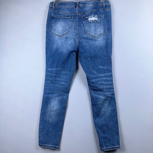 Wax Jean Womens Skinny Jeans Size 14 Distressed 90187XL High Rise Stretch Blue - Picture 2 of 13